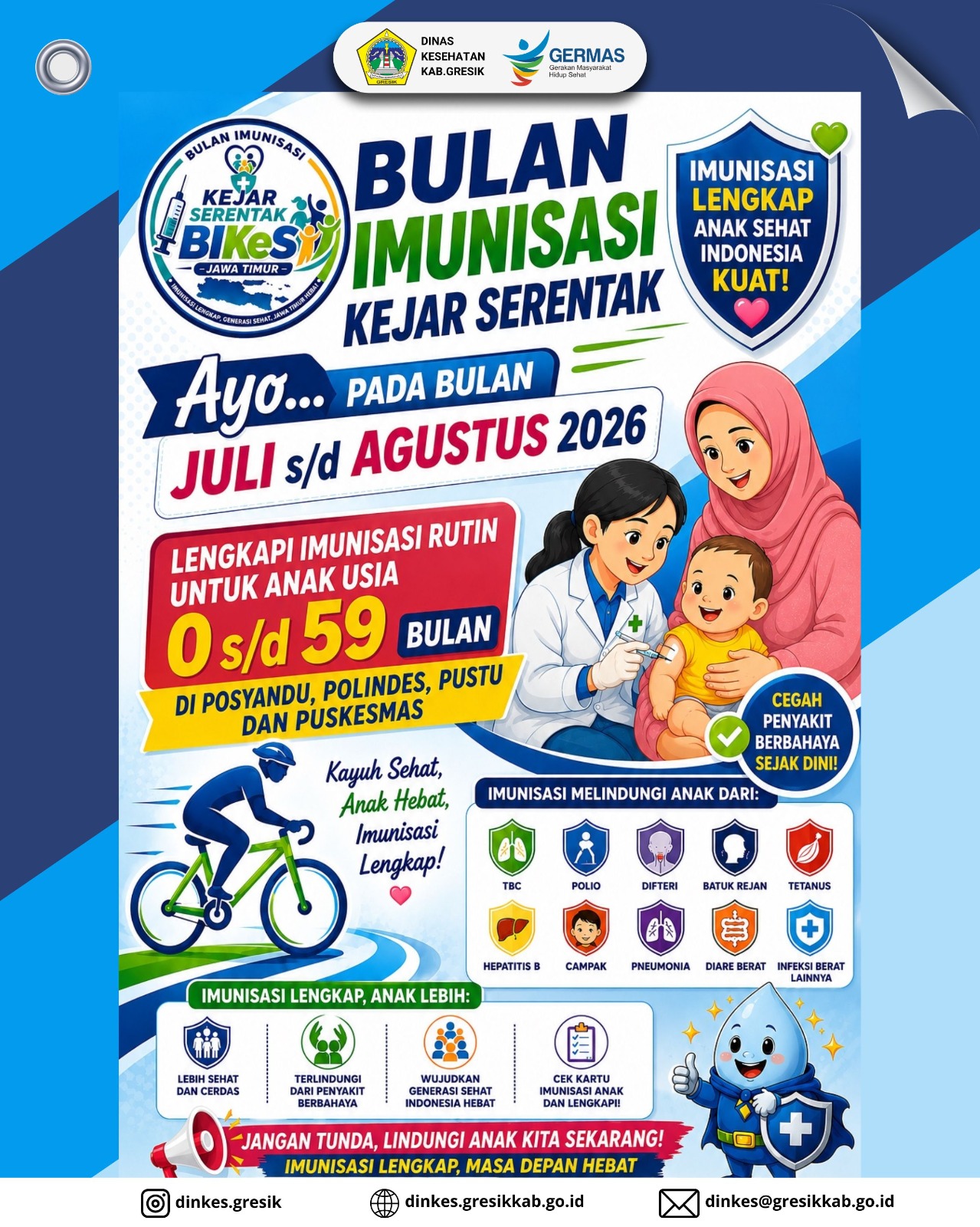 Bulan Imunisasi Kejar Serentak 2026 Dimulai, Dinas Kesehatan Kabupaten Gresik Ajak Orang Tua Lengkapi Imunisasi Anak